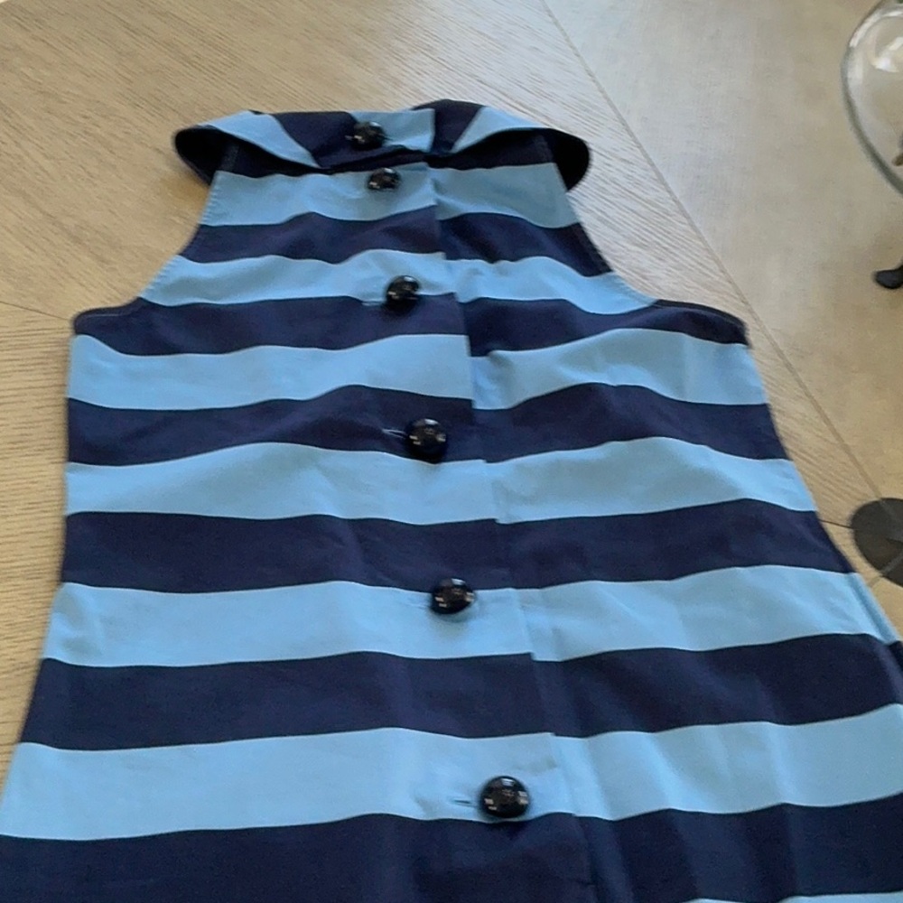Sail to Sable Navy and Light Blue Striped Sleeveless Dress - Picture 6 of 10